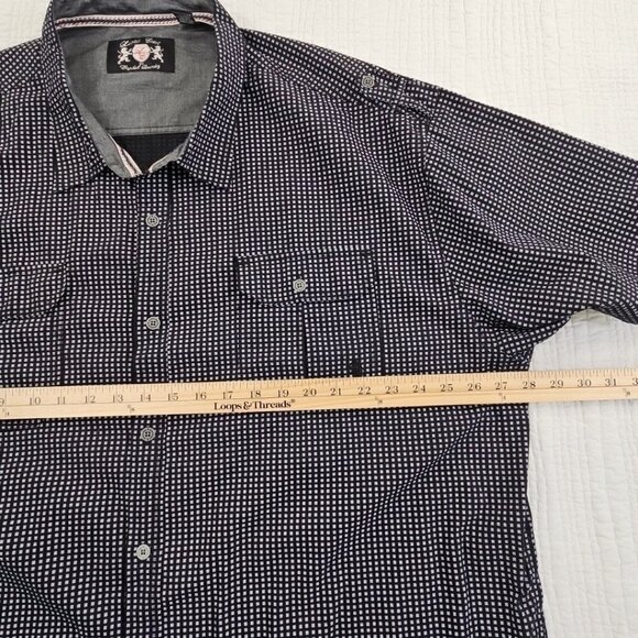 Lions Crest English Laundry Shirt Men's 4X Button Short Sleeve Navy Blue EUC - Picture 9 of 14